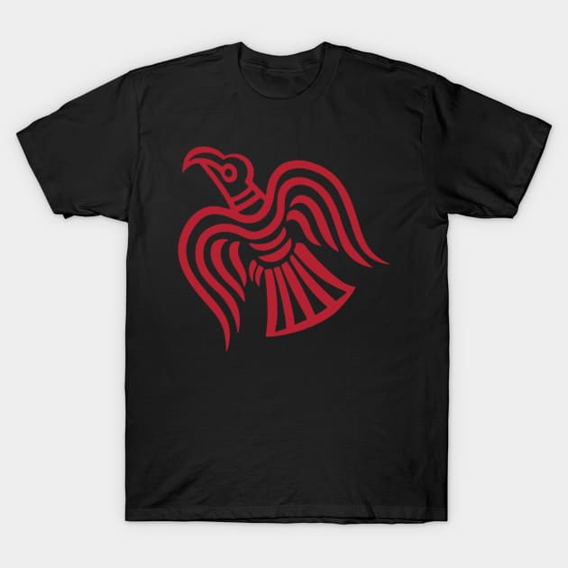 raven of odin red T-Shirt by Blue Pagan